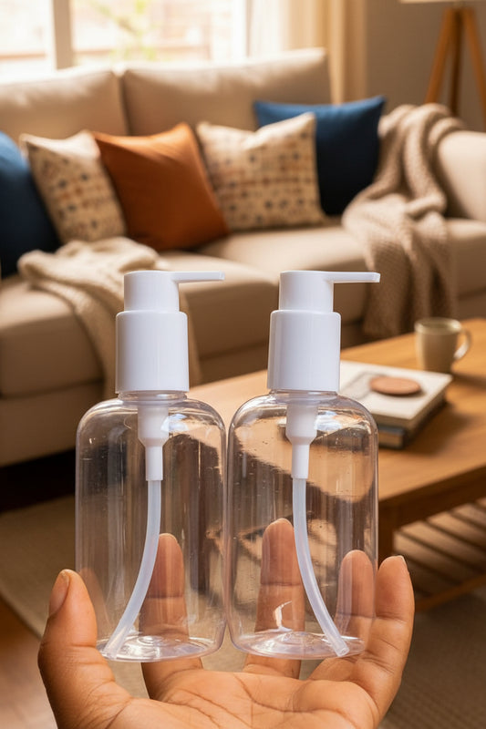 300ML PET ROUND FLAT BOTTLE WITH M4 WHITE PUMP CHINA