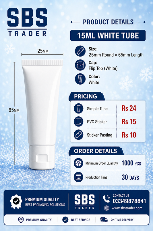 15Ml White Tube With Filp Top Cap White