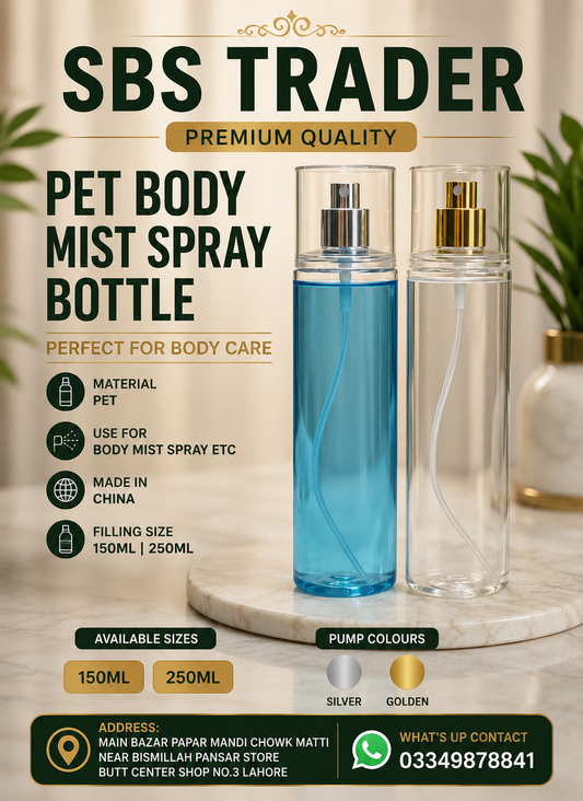 150Ml & 250Ml Body Mist Pet Bottle China