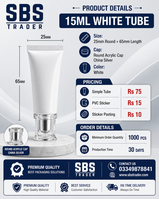 15Ml White Tube With China Cap