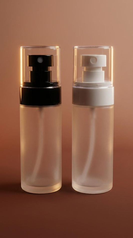 50ML ROUND FLAT GLASS FROST BOTTLE WITH MIST PUMP CHINA