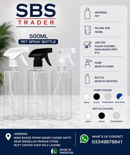500ML PET ROUND CLEAR BOTTLE & TRIGGER PUMP CHINA