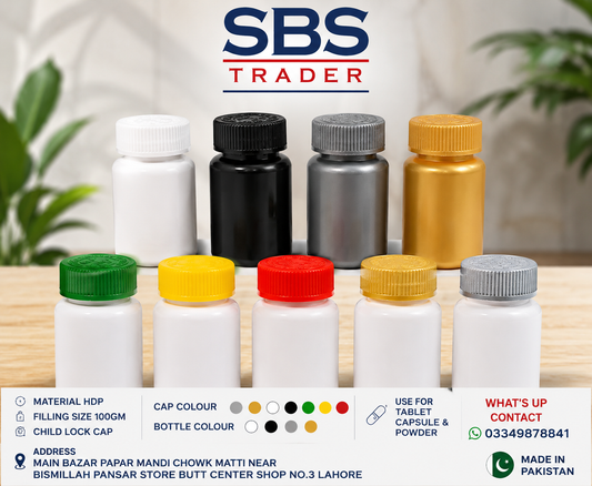 100GM PLASTIC HDPE JAR WITH CHILD LOCK CAP