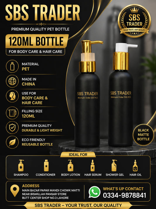120ML PET BLACK MATTE BOTTLE WITH GOLDEN PUMP CHINA