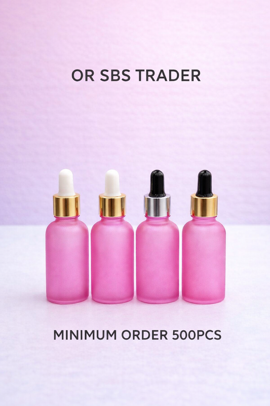 30ML PINK FROSTED BOTTLE WITH DROPPER CHINA